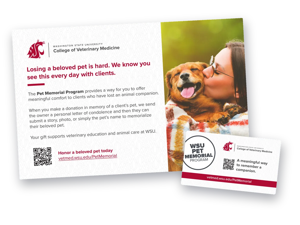 Washington State University College of Veterinary Medicine Pet Memorial Program postcard with a removable magnet