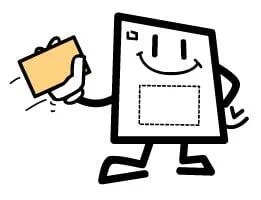 Magnet Mailer Postcards mascot holding a postcard